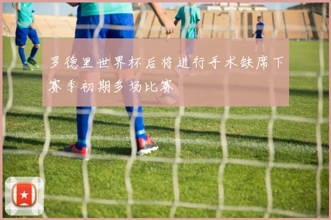 罗德里世界杯后将进行手术缺席下赛季初期多场比赛